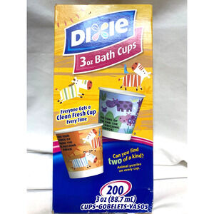 Vintage Dixie 3 Oz Paper Bath Cups Animal Puzzles on Every Cup Open 143 cups